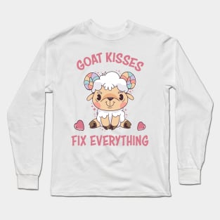 Spread Love and Laughter with Our Goat Kisses Fix Everything Long Sleeve T-Shirt